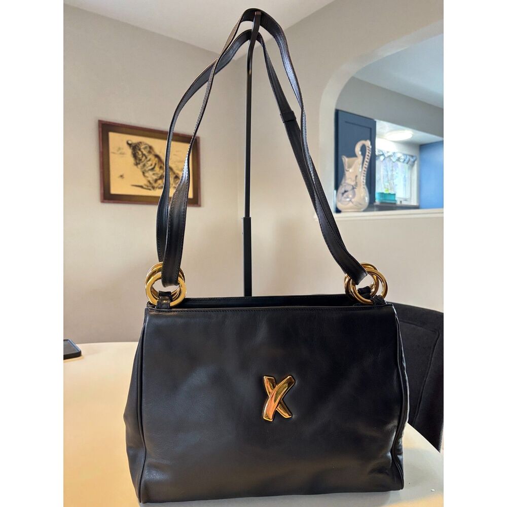 Vintage Paloma Picasso "X" Leather Shoulder Bag
